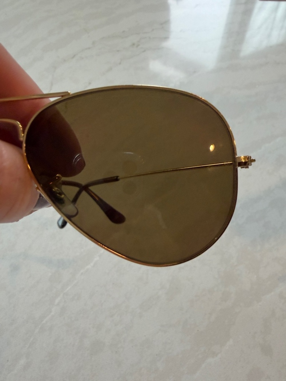 Gold Frame Women's Aviator Sunglasses with Amber Lenses - Picture 5 of 6